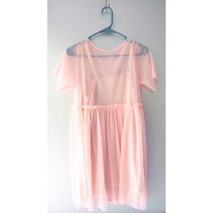Muse Valley By See You Monday Pink Short Sleeve Mesh Babydoll Dress Size M